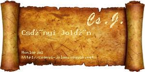 Csányi Jolán névjegykártya